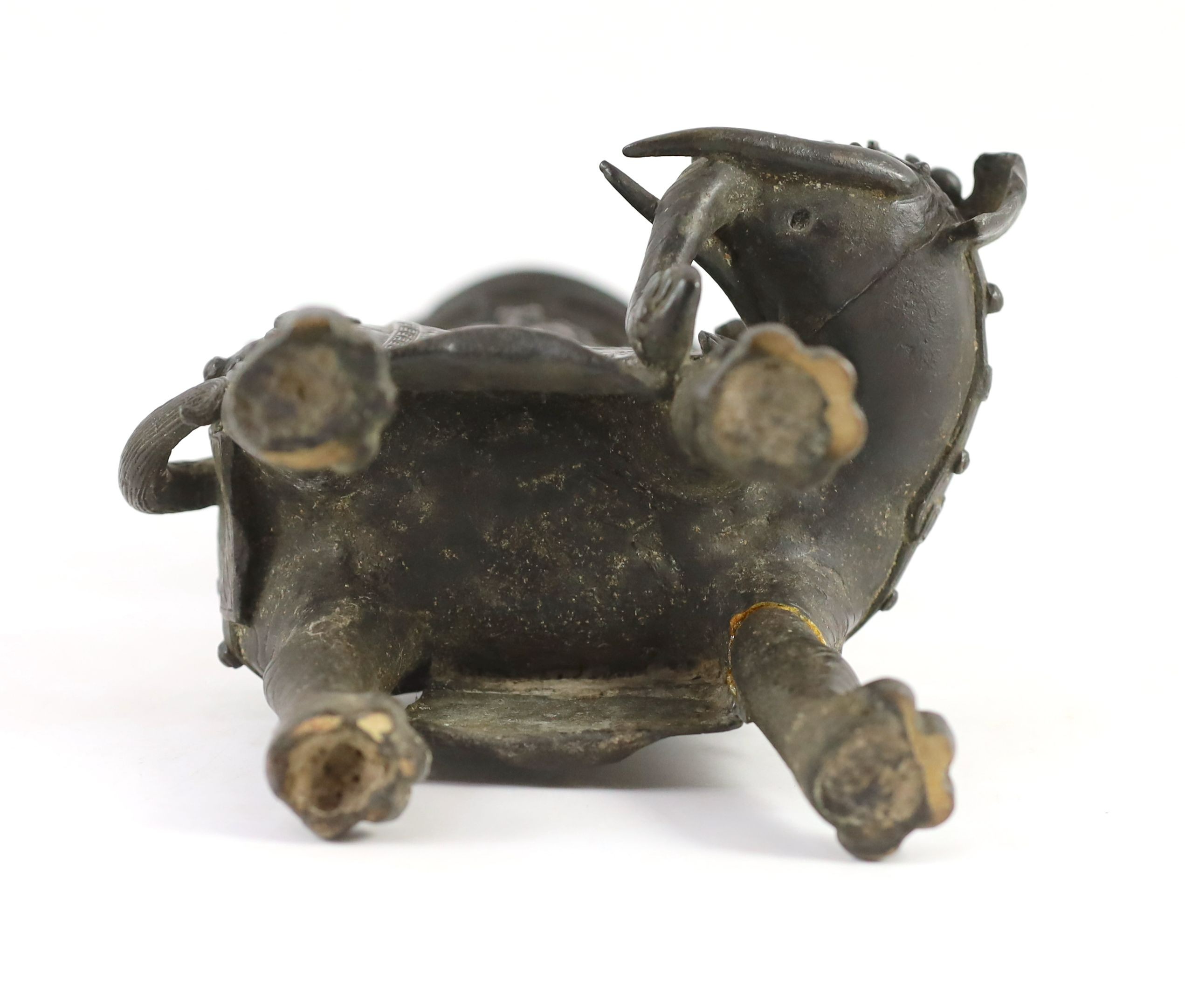 A Chinese bronze ‘elephant’ vessel, late Ming dynasty, 36cm high, Repairs